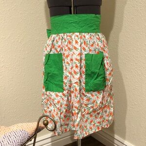Homemade Green and Orange Half Apron with Pockets